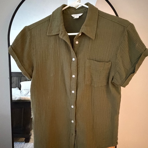 Caslon cotton gauze camp shirt, xsmall, Olive, never worn - Picture 2 of 6
